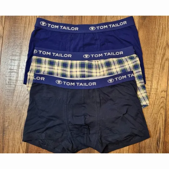 Trojbalení pánských boxerek (2x modré, 1x vzorované) TOM TAILOR