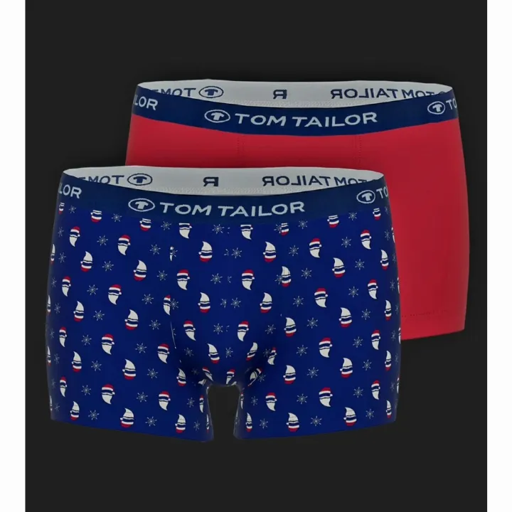 Vánoční dvojbalení pánských boxerek (červená / modrá) TOM TAILOR